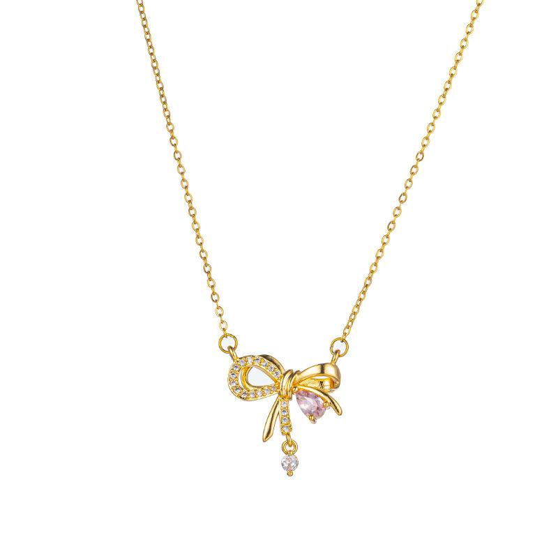 French Light Luxury Tassel Bowknot Necklace - Stylish Women's Clavicle Chain with Personality Design