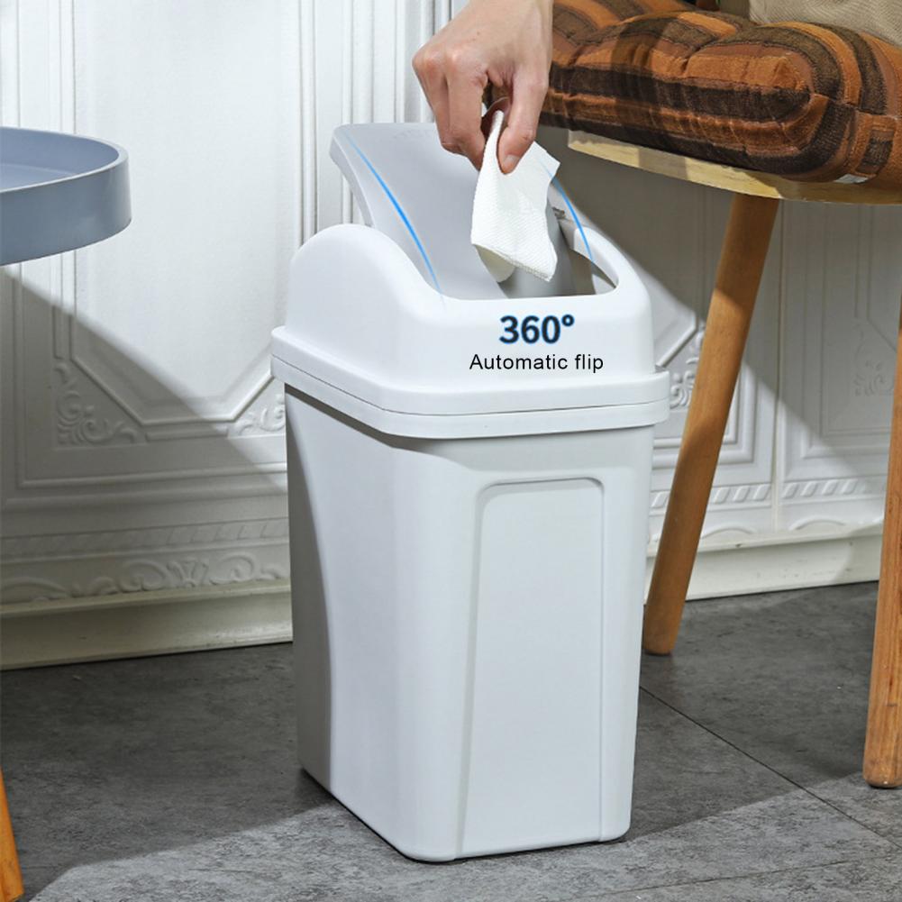 Mini Dual Swing Lid Table Trash Thickened Press Type Swing Cover Large Capacity Kitchen Hotel Bathroom Office Garbage Trash Can
