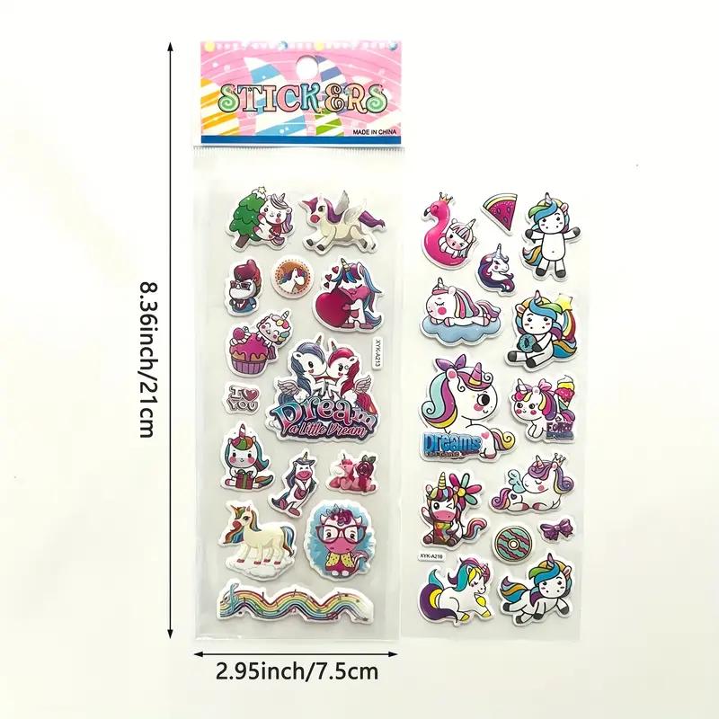 8sheets/pack Cute Unicorn 3D Bubble- stickers suitable for scrapbooks, and DIY scenes using, reward gifts, birthday gift sticker