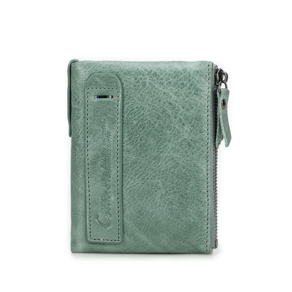 CONTACT'S Echtes Leder Vintage Geldbörse Herren Kurzes Münzfach RFID Kartenhalter Unisex Kleine Geldbörsen Hohe Qualität Designer Geschenk für Freund oder Familie