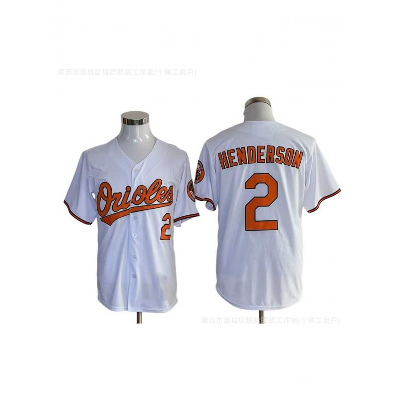 Baltimore Orioles 2 Henderson Baseball Jersey Unisex Fan Edition Cotton Blend Performance Tee Sports Training Casual Wear