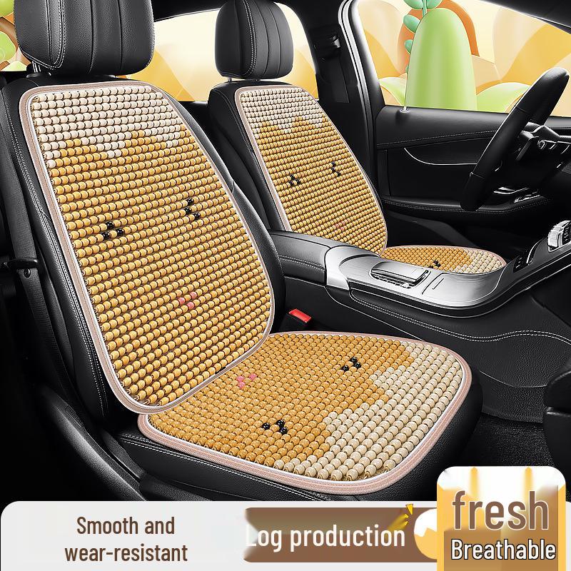 

Cartoon Cute Universal Wood Bead Car Seat Cushion for Front Seats - All Seasons Comfort Two Seats