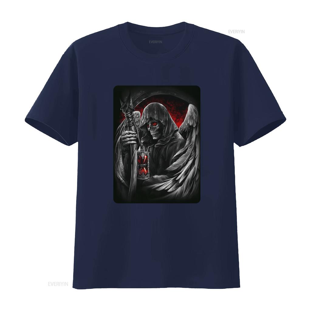 The Grim Reaper With a Scythe T Shirt Demon Skull Biker Gothic Heavy Metal vintage Washed Stylish Top For Everyday Wear fashion