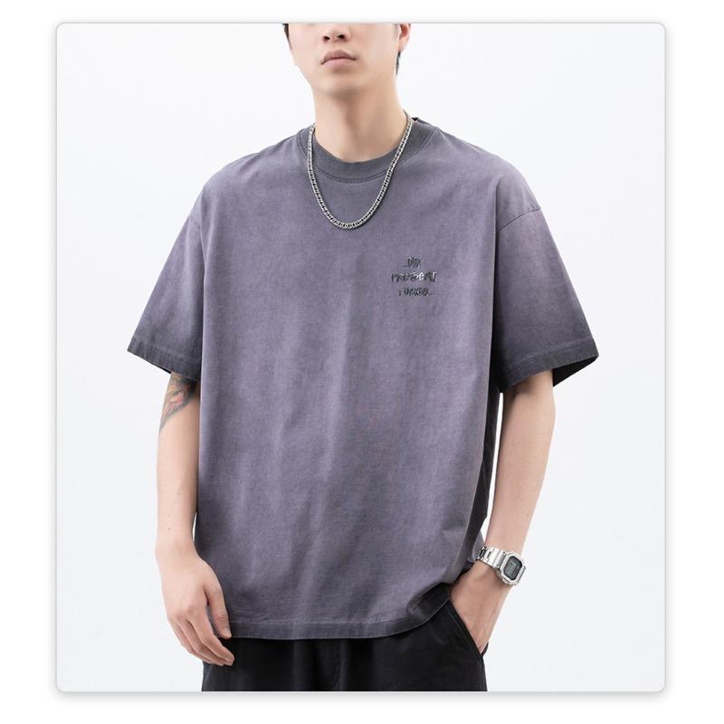 Summer American High-density Knitted Loose Fashion Printed Men's T-shirt Short-sleeved