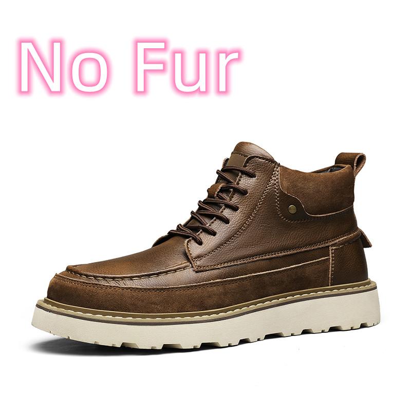 Fashion Leather Lace Up Outdoor Boots Warm Plush Winter Boots for Men Motorcycle Sneakers Boots Fashion New Brand Men's Casual Shoes