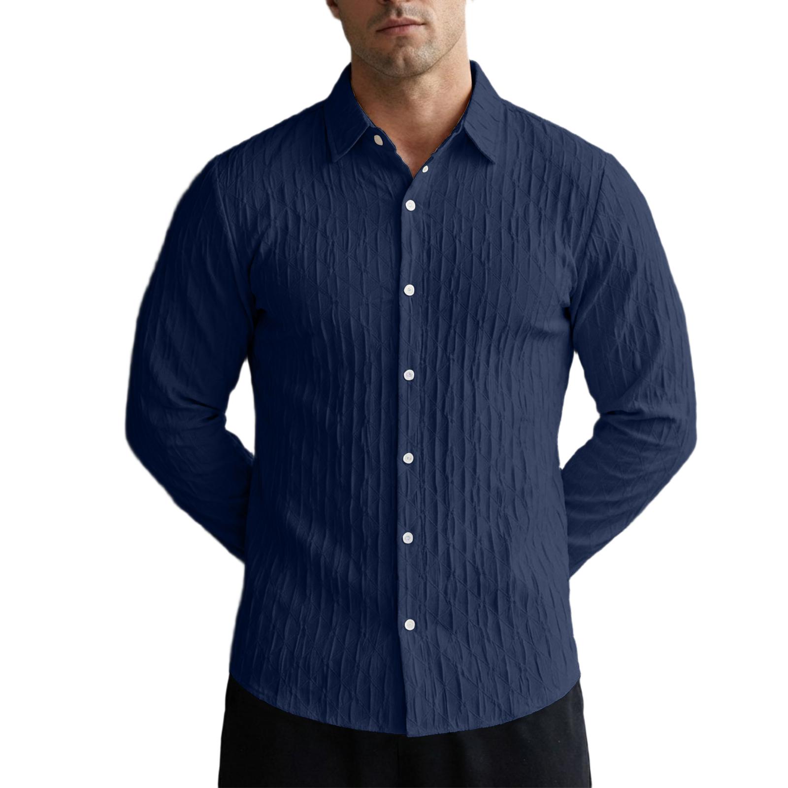 

Men s Long Sleeve Dress Shirts Collared Button Down Business Work Shirt XL Темно-синій