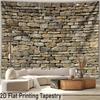 2D Rustic Stone Wall Backdrop, Vintage Brick Rock Wall Tapestry for Photo Booth