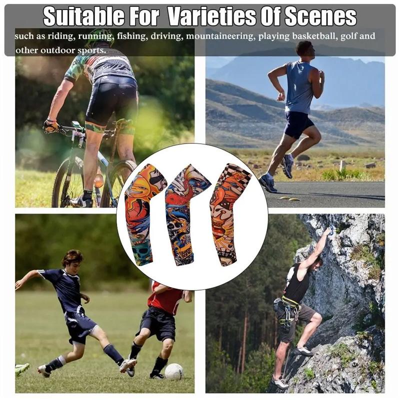 1PC Cooling Outdoor Sport Tattoo Arm Cover Summer Sun Protection New Running Sportswear Flower Arm Sleeves
