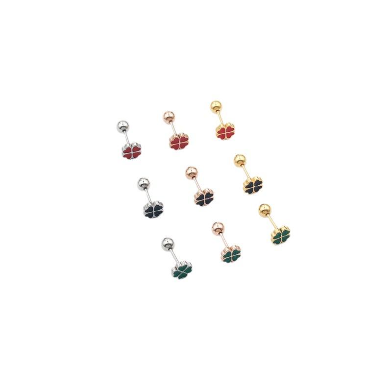 Feine Nadel aus Titanstahl, zum Schlafen, ohne die kleinen vierblättrigen Kleeblatt-Ohrringe zu entfernen, einfache, vielseitige Ohrknochen-Ohrringe, Ohrschmuck für Damen