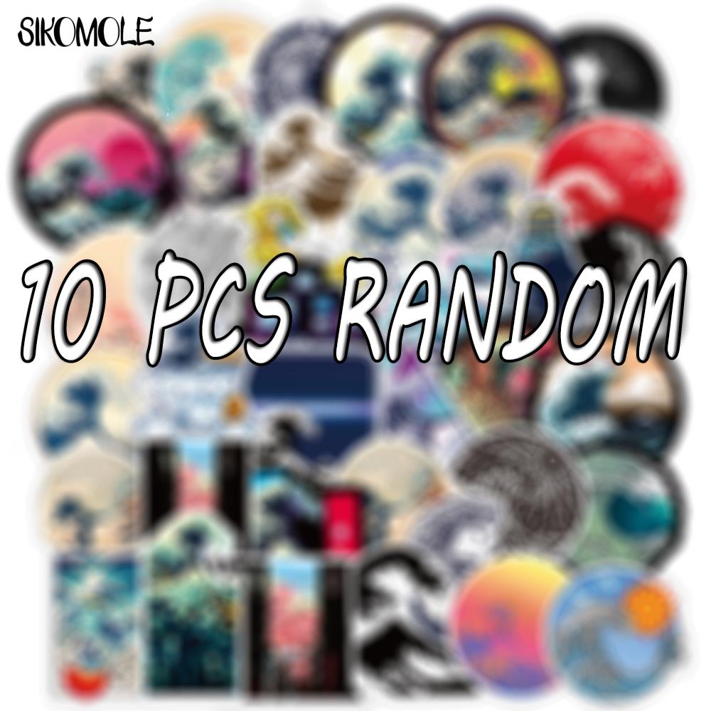 10 30 50PCS Cartoon Sea Wave Spray Round Stickers Graffiti Skateboard Guitar Luggage Laptop PVC Decals Sticker Kid DIY Toys F5