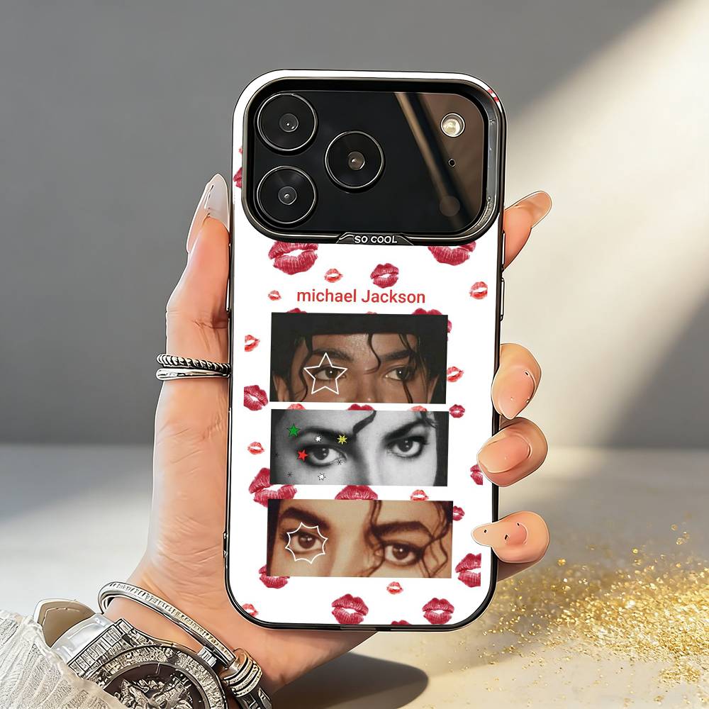 1-1pc S-Singer Michael Jackson Phone Case For iPhone17,16,15,14,13,12,11,Pro,MAX White Matte Shockproof Cover