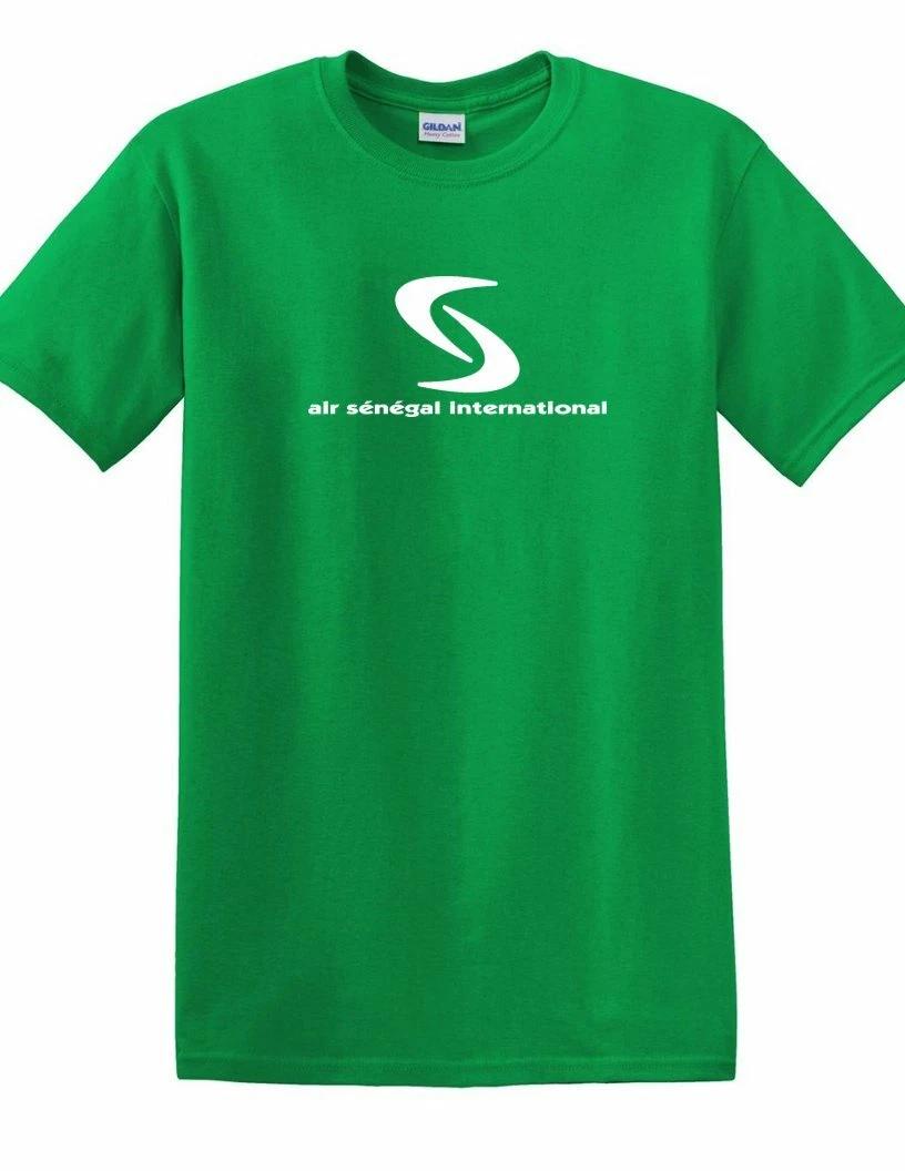 Air Senegal Retro White Logo Tee Airline Travel Aviation Green Cotton T-Shirt 4XL