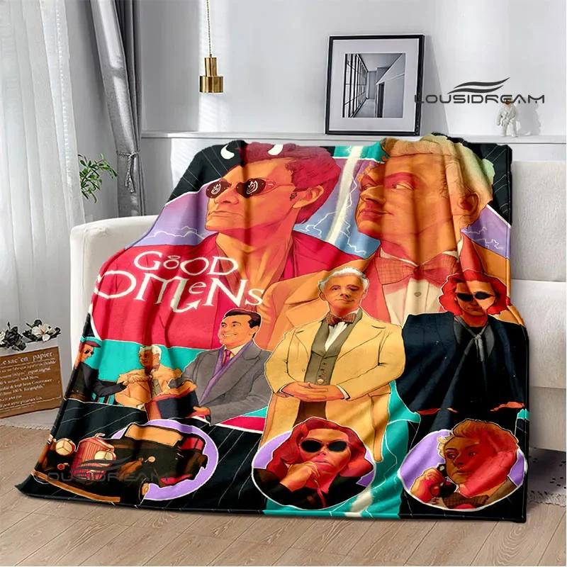 Good Omens Movie Print Blanket Kids Warm Nice Flannel Soft Comfortable Home Travel Blanket Bed Blanket Birthday Gift