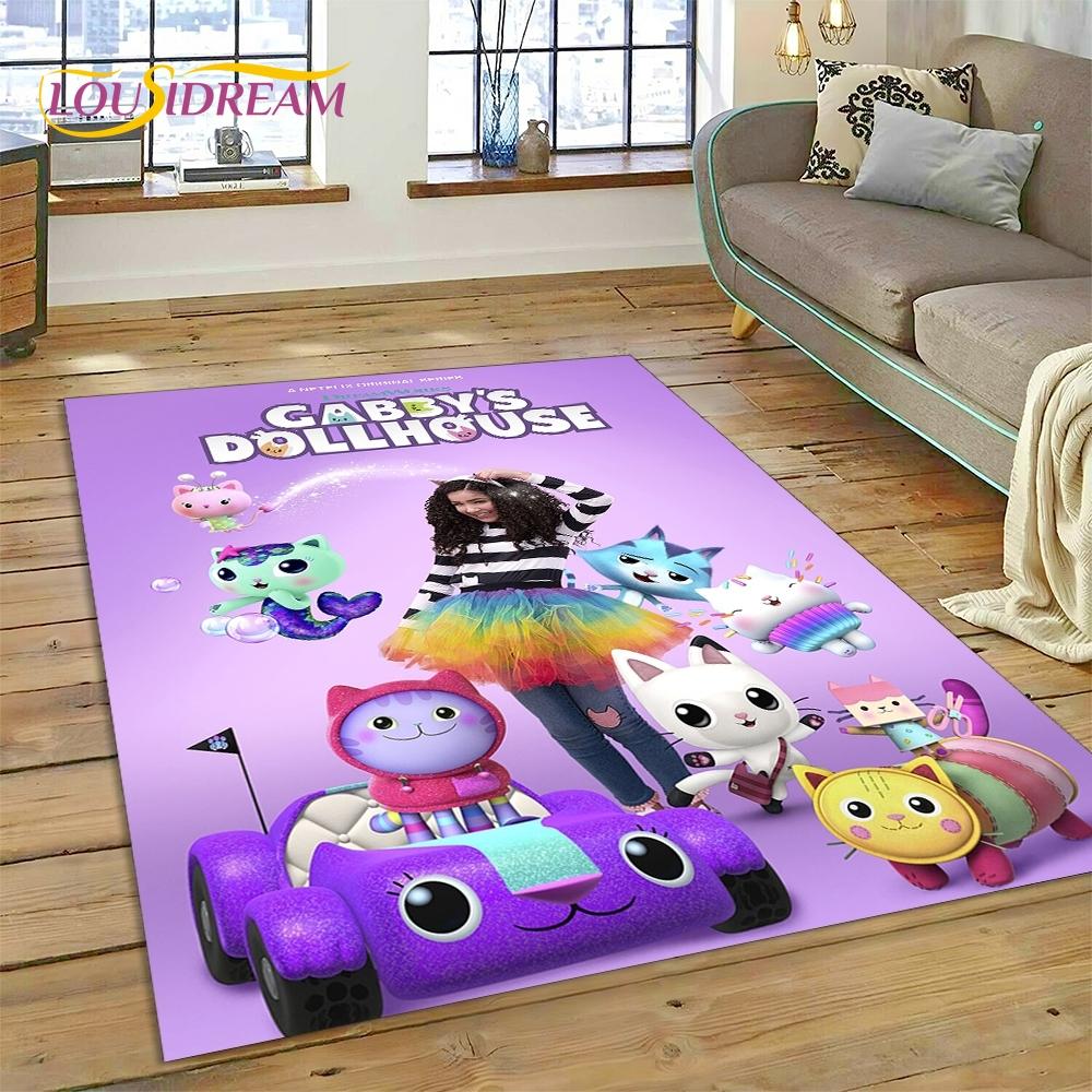 Cartoon Cute Gabbys Dollhouse Girl Rug Carpet for Living Room Bedroom Home Decor,Non-slip Decoration for Sofa Doormat Gifts Kid