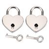 2 Sets Heart Shaped Padlock & Skeleton Key Metal Lock for Luggage Diary Book Jewelry Box