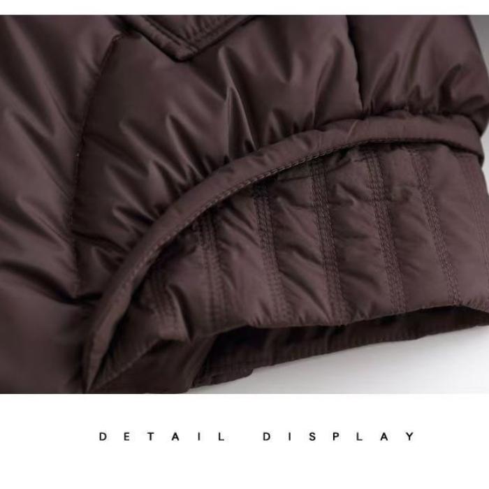 Zimní krátký vatovaný kabát Dámská móda Volná Zesílená Bavlněná bunda Nadměrný Límec z umělé kožešiny