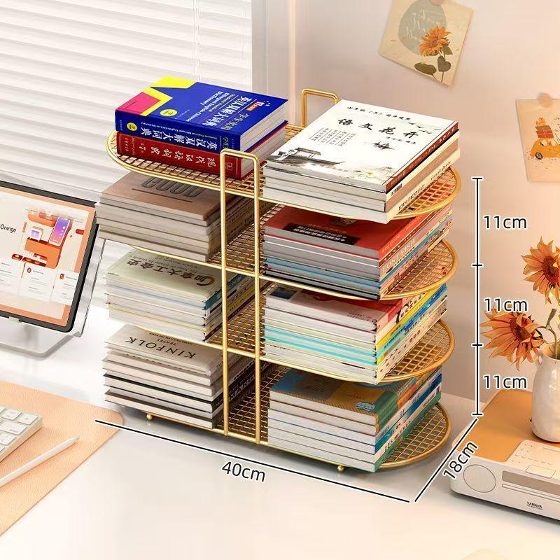 Simple Iron Art Desktop Bookshelf - Office & Student Organizer for Books & Magazines
