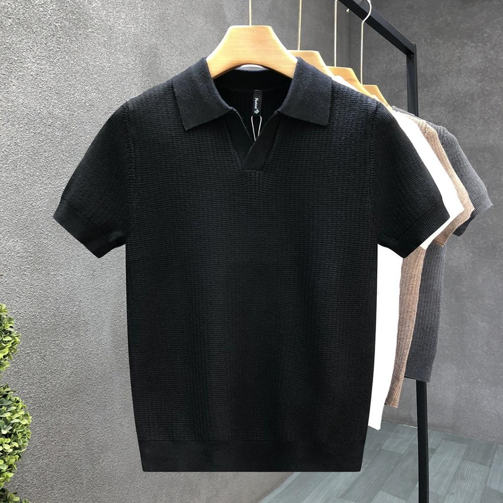 Polo Stile Sartoriale, Top Morbido Traspirante a Maglia con Abbottonatura a V, Camicia Comoda per Uscite Informali ed Eventi Semi-formali