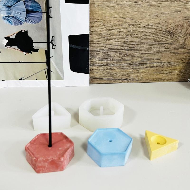 Hexagon Triangular Silicone Molds with Hole Geometric Resin Molds for Epoxy Resin, Candle, Tealight Holder, Decoration