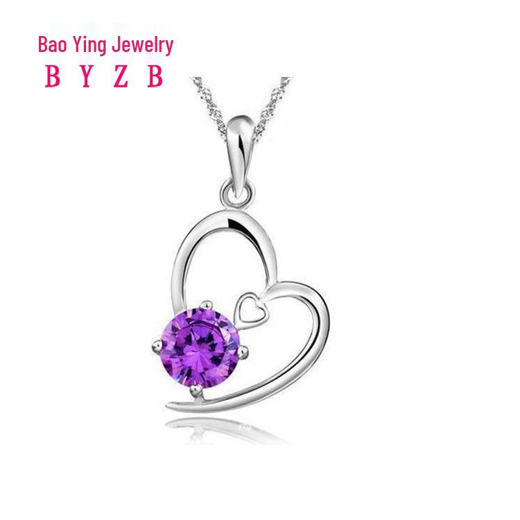Korean Style Minimalist Silver Heart Necklace for Women