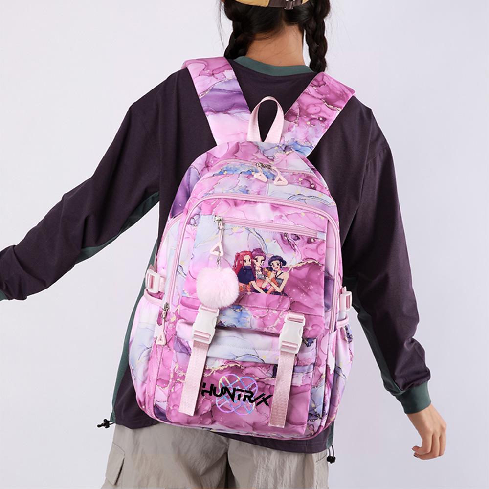 Cartoon Anime K-Pop Demon Hunters Printed Backpack Schoolbag for Teenager Student Girl Boy Bookbag Large Capacity Waterproof Travel Bag Gift