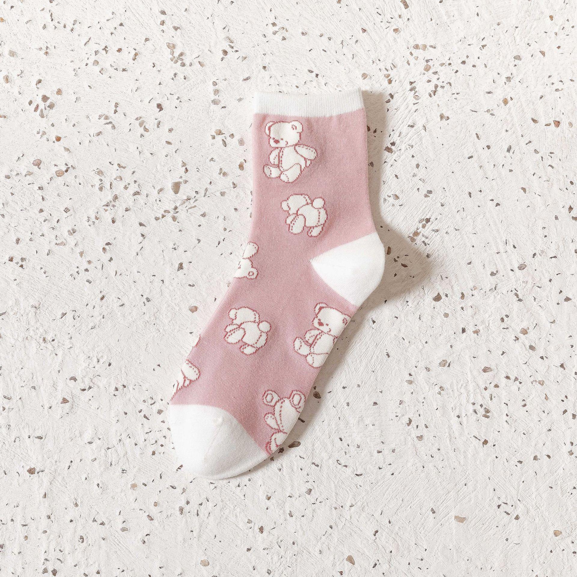 

21 Новий Товар на Початок Весни, Рожеві Шкарпетки-Ведмедики Для Жінок, Модні, Милі та Зручні Шкарпетки, Короткі Бавовняні Шкарпетки. One size fits all