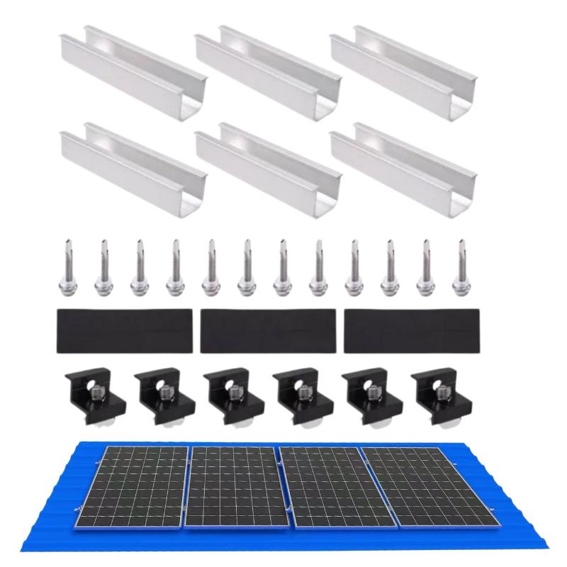 Solar Panel Mounting Brackets Set 4/6/10Pcs Mid End Clamps Rails Included Easy Install for Off Grid Solar System