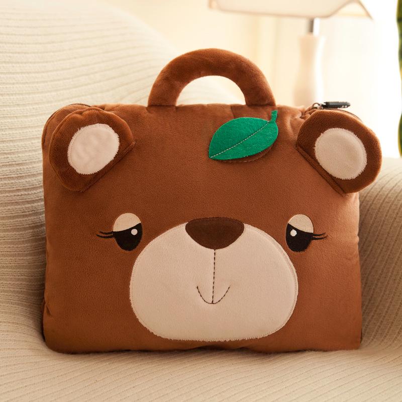 Dual-Use Cute Cartoon Pillow Blanket: Car & Office Nap Cushion