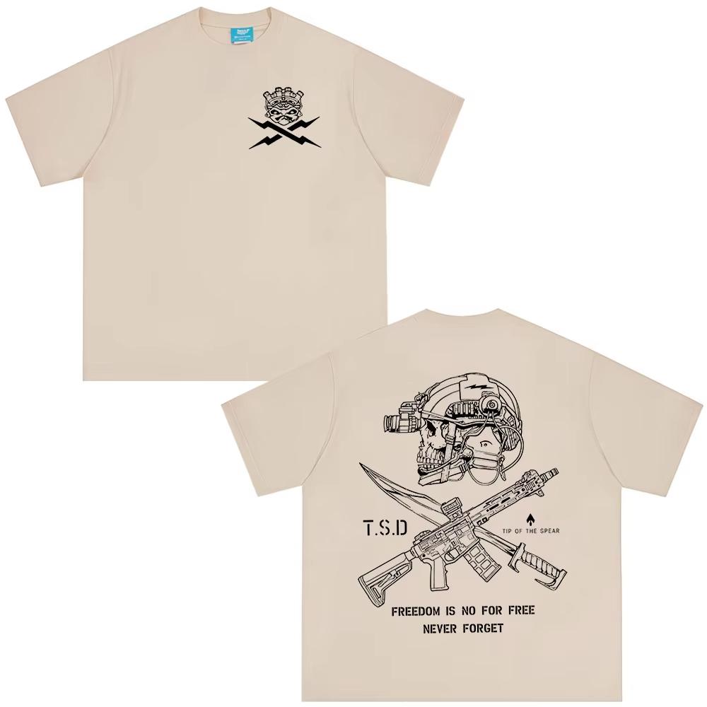 Men's shirt Summer oversized Tip of The Spear Sparta Tactical Skeleton graphics Women's Y2k streetwear Tshirt