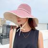 Solid Color Wide Brim Sun Hat Korean Style Anti-UV Sun Protection Hat with Neck Rope Fisherman Hat Women Bucket Hat Travel