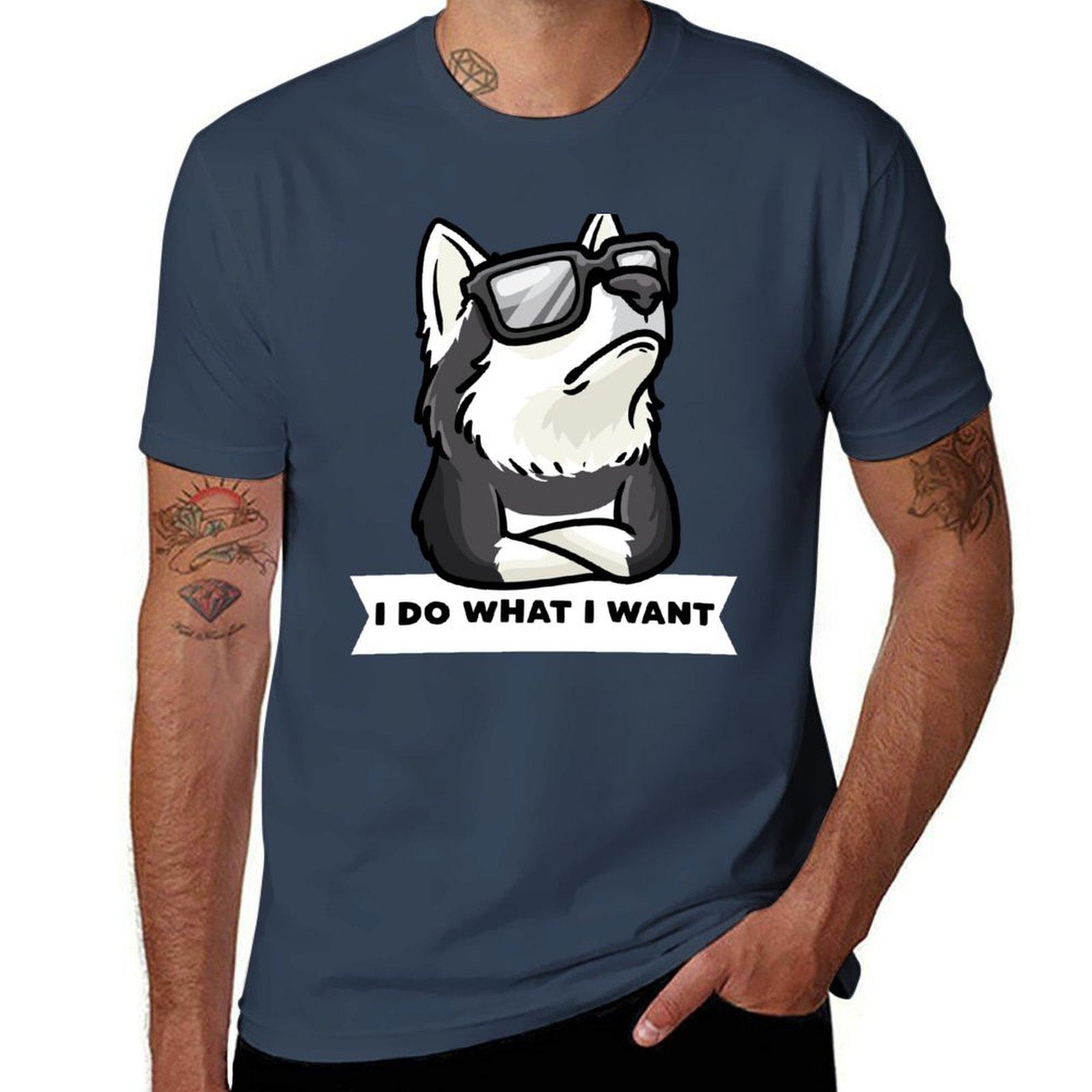 Stubborn Pomsky Dog Funny Tshirt Outdoor Work Short Sleeve Top S