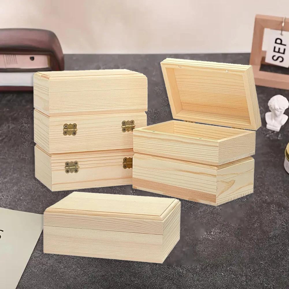 Wooden Storage Box Personalized Light Wood Storage Box Multifunction Square Hinged Craft Boxes Storage Organizer Container