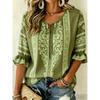 Women's Beige Ethnic Floral Print Tie Front Blouse, Casual Loose Top for Spring Summer Daily Wear