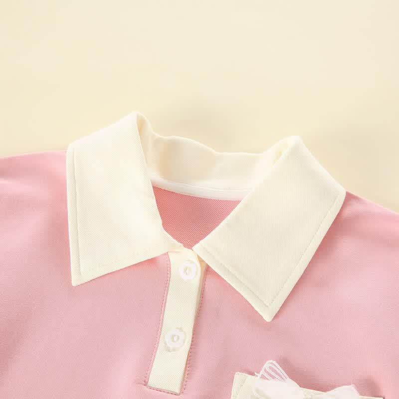 Girls' Summer Casual Sporty Polo Shirt and Skirt Set