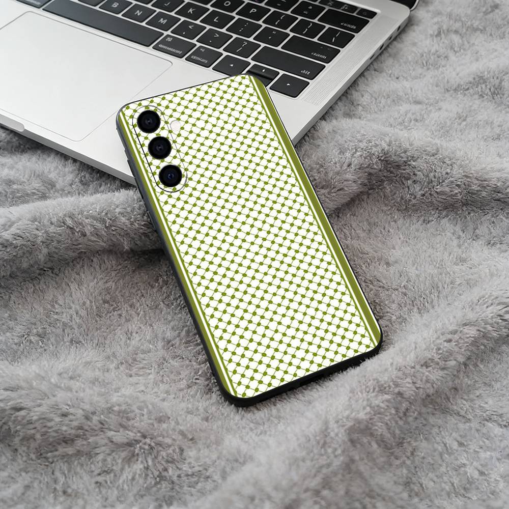 Custodia per Telefono Keffiyeh Palestinese Per Samsung Galaxy A73,A71 A72,A70,A53,A52,A51,Copertura Nera in Morbido Silicone