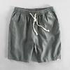 Men's Casual Linen Beach Shorts - Breathable, Trendy, Mid-Length Solid Color