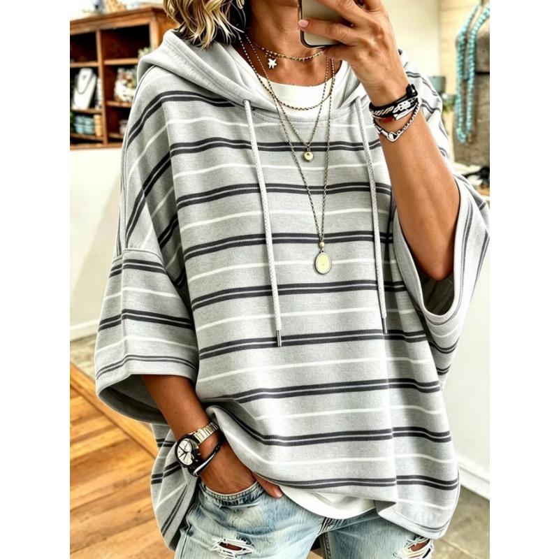 Women's Plus-Size Hooded Sweatshirt, Elegant Comfortable Simple Pattern Print,Fashionable and Versatile
