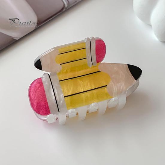 Acrylic Hair Claw School Bus Pencil Computer Fruit Shape Hair Clip Women Grabber Style Hairpin Hair Accessories