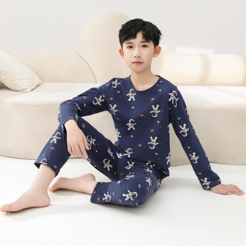 

Boys Long Sleeve Cotton Pajama Set for Summer with Air Conditioning Suit Size 100 for 90cm-100cm