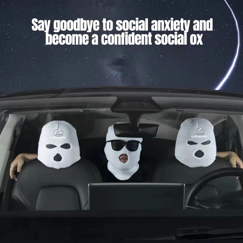 Car Seat Headcovers Personalized Knitted Headcovers Masked Man Funny Hat For LEXUS RX300 RX330 RX350 IS250 LX570 is200