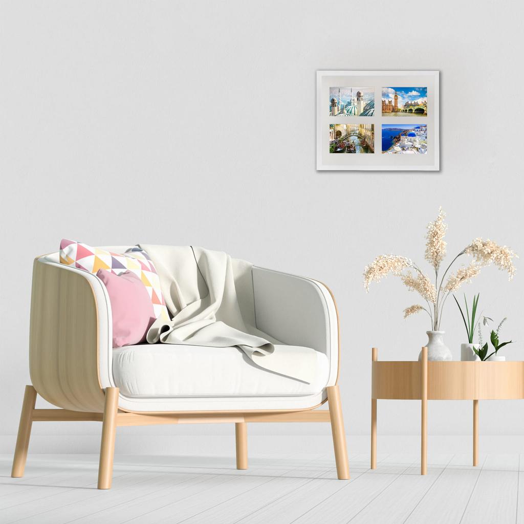 Zestaw 2 Szt. Ramek Białych Basic 28X35 Na 4 Zdjęcia 10X15 Cm Z Passe-Partout