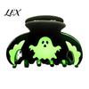 Decorative Holiday Hair Pins Halloween Claw Clips, Luminous Ghost Pumpkin Pattern Acrylic Anti-slip Cute Bat Glow in The Dark Grippers for Women Girls