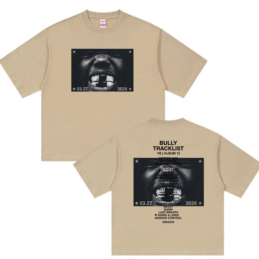 Nuovo Album Bully Kanye West Magliette Grafiche Unisex Hip Hop Pop Rap YK Maglietta a Maniche Corte Moda Retro Cotone Streetwear