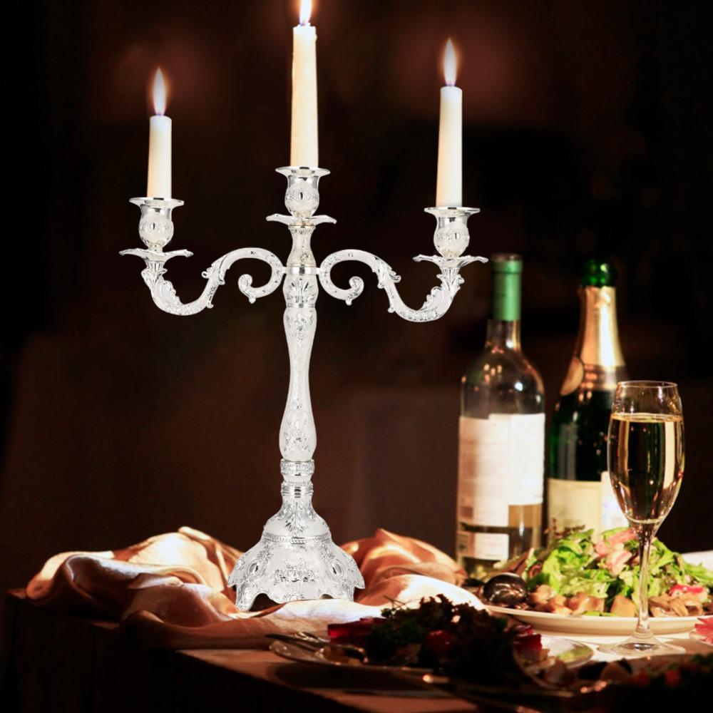 1pcs Zinc Alloy Candle Holder 3 Arm 3 Arm Candle Holder Retro Metal Candelabra Home Decor