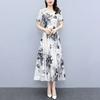 Women's Summer Flowy Chiffon Maxi Dress Casual Short Sleeve V Neck Long Dress Boho Floral Beach Sundress