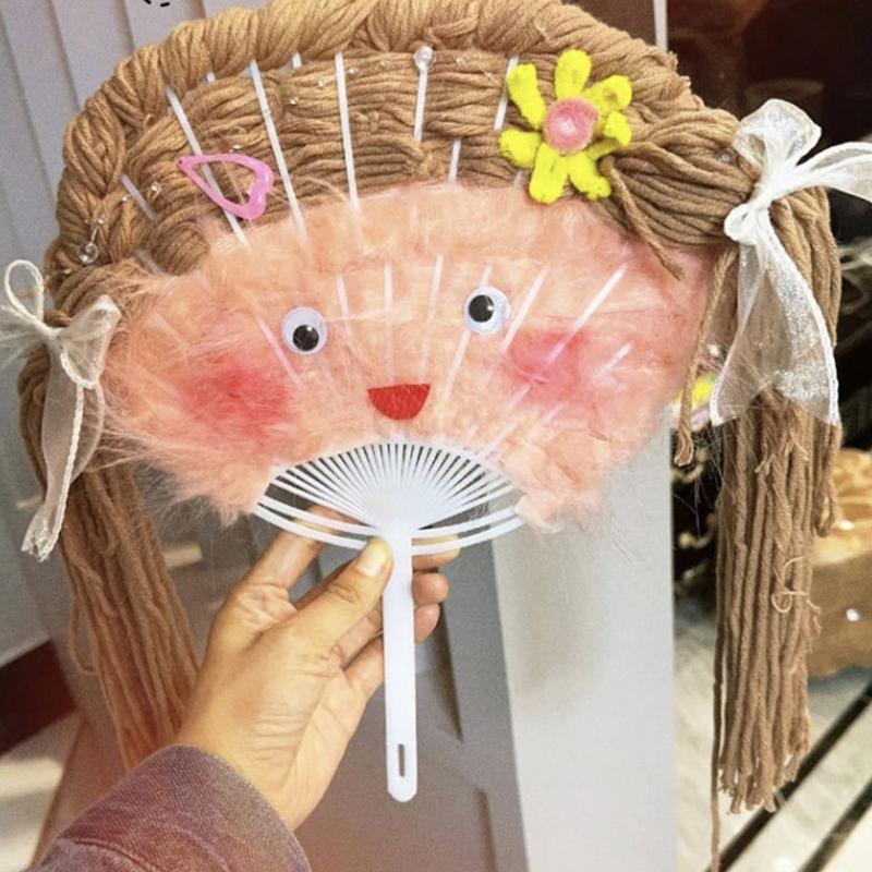 10-Piece White Plastic Creative Durable Japanese Fan Uchiwa Diy Kit Fan Framework For Crafts Hand Fan Making