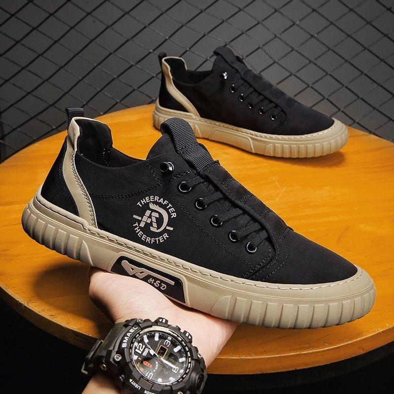 Men's Shoes Summer Breathable Canvas Shoes Men's Trend Versatile Non-slip Wear-resistant Construction Site Work Casual Board Shoes