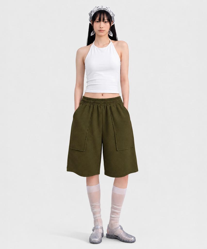 UNDEROFF Low-Cut Out-Pocket Bermuda Pants Khaki