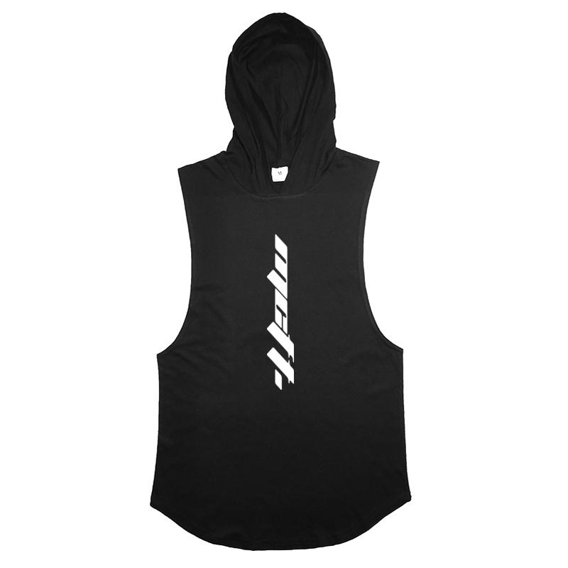 Sommerliches hübsches Streetwear-Tanktop mit Kapuze und Herzausschnitt für Herren, Fitness, Baumwolle, bequem