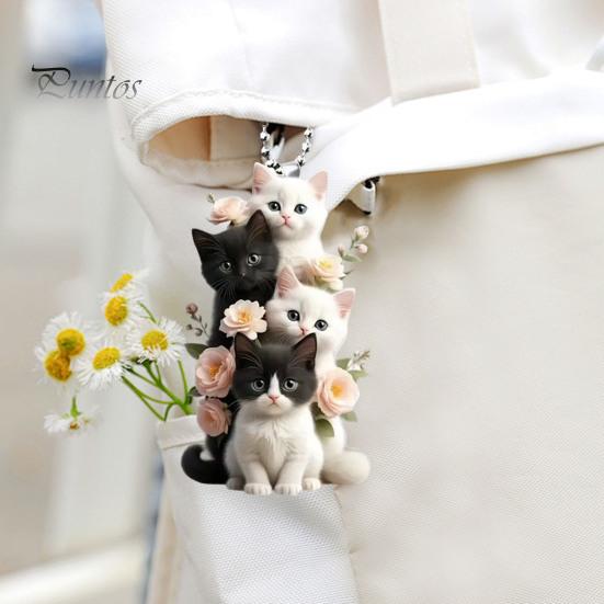 Cat Hanging Ornament Car Rearview Mirror Pendant with Lanyard Easy To Hang Adorable Appearance Cat-Shaped Xmas Tree Pendant